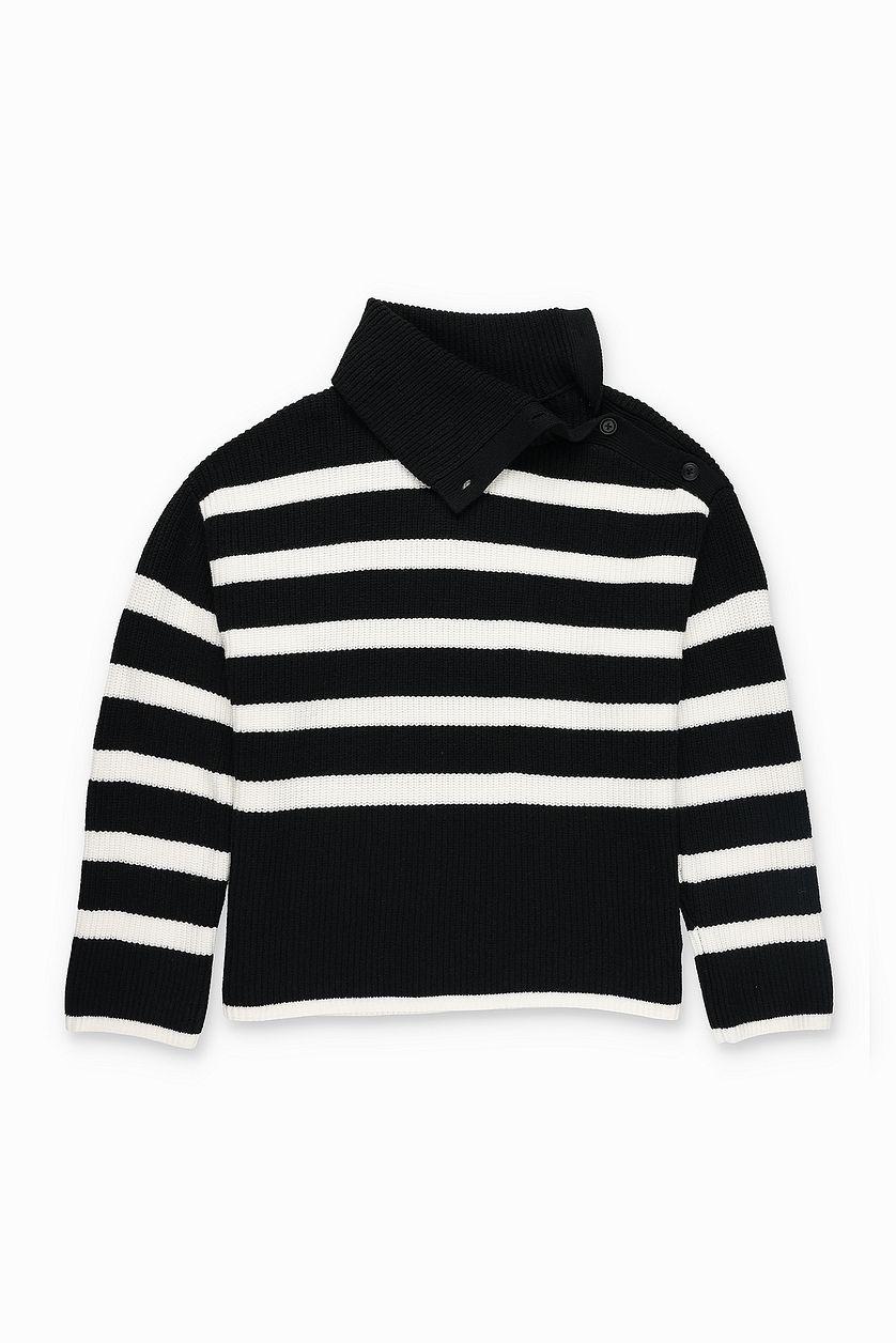 Striped Knitted Turtleneck Sweater Product Image