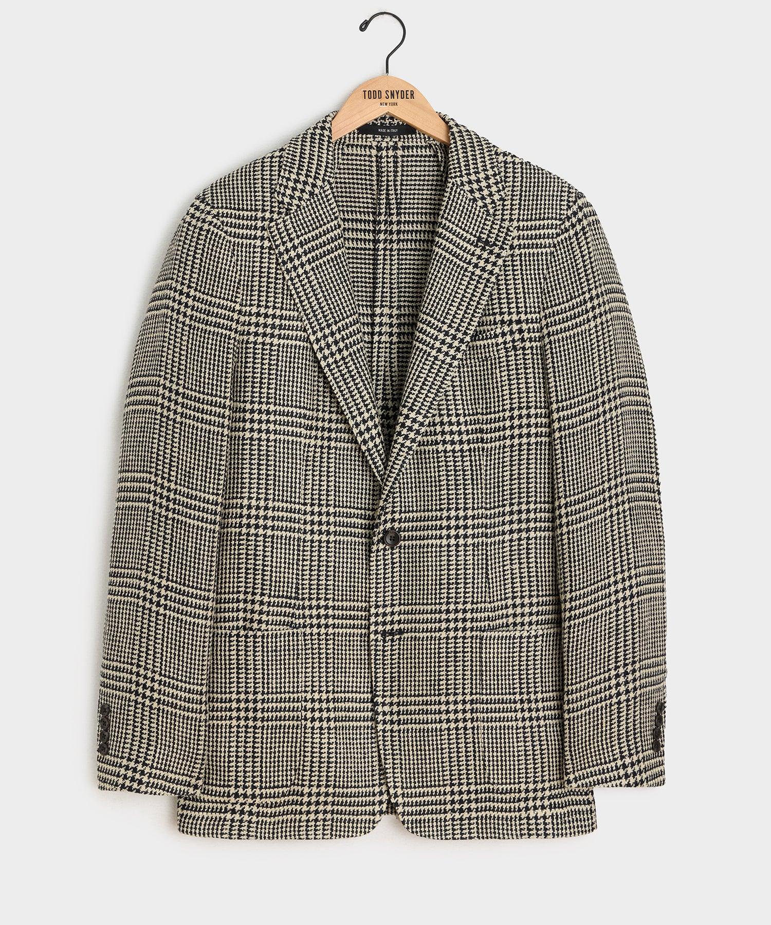 Italian Linen-Silk Sport Coat in Cream Glen Plaid Product Image