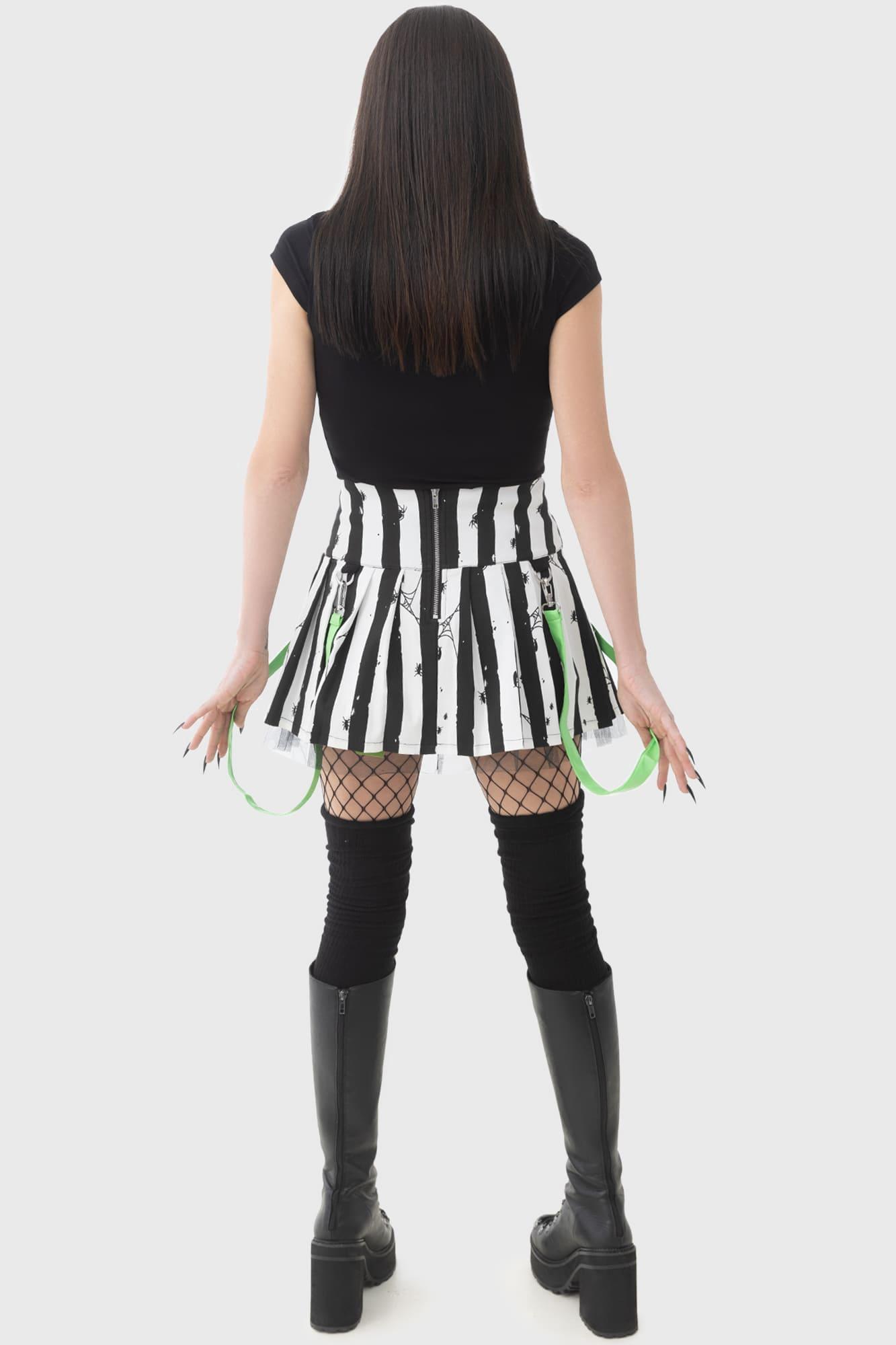 Distressed Stripe Pleated Mini-Skirt Product Image