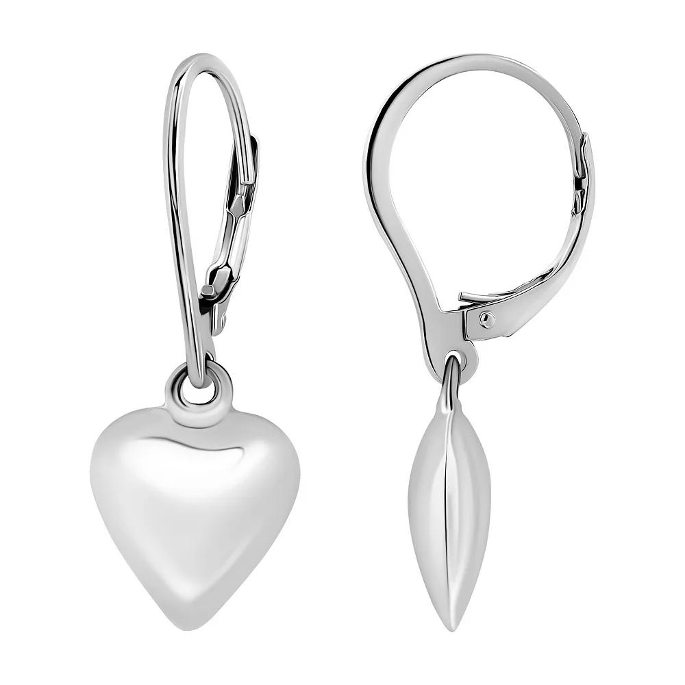 Aleure Precioso Heart Charm Drop Leverback Earrings, Women's, Sterling Product Image