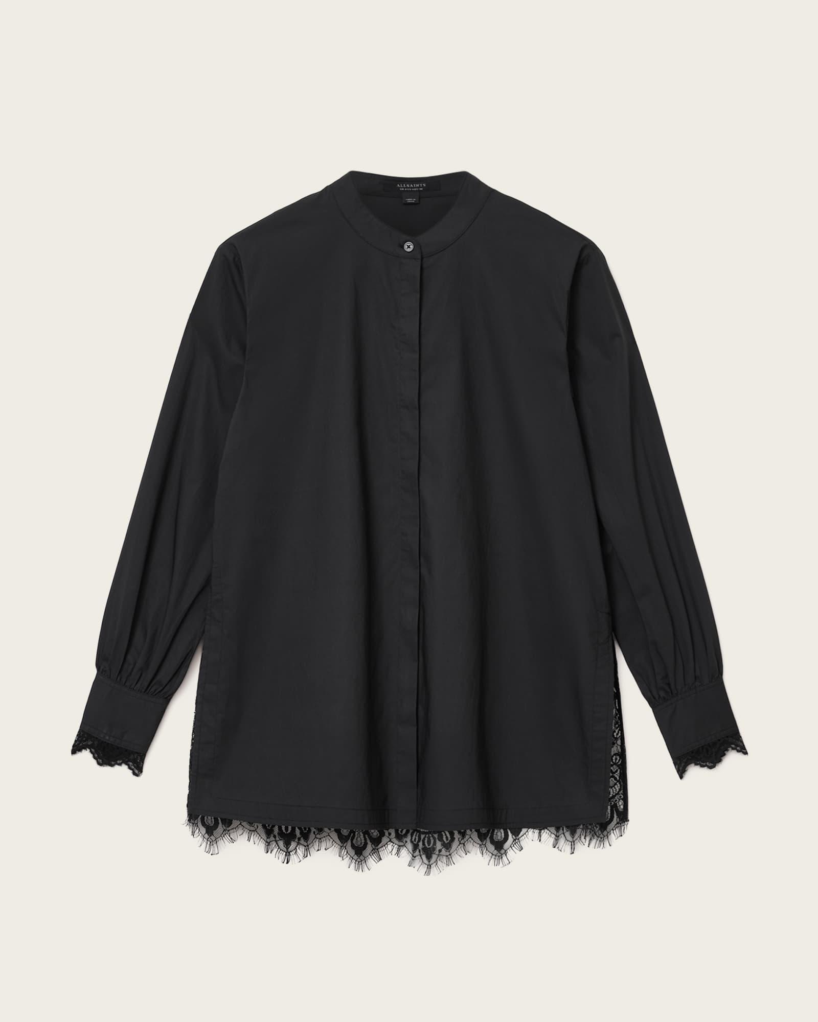 Ethel Lace Trim Shirt Black | ALLSAINTS US Product Image