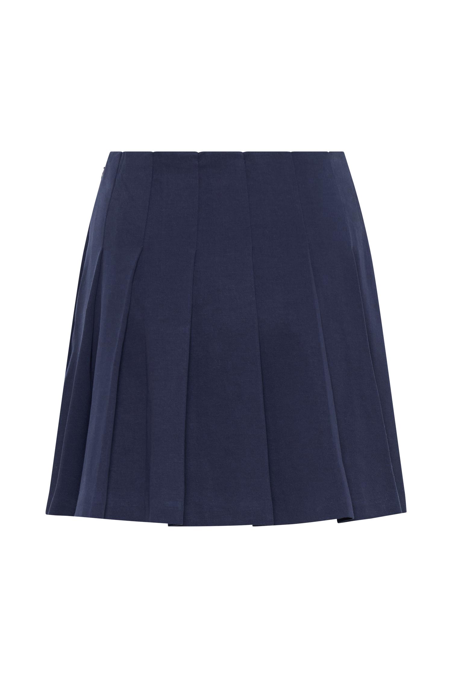 Julianna Cotton Pleated Mini Skirt - Navy Product Image