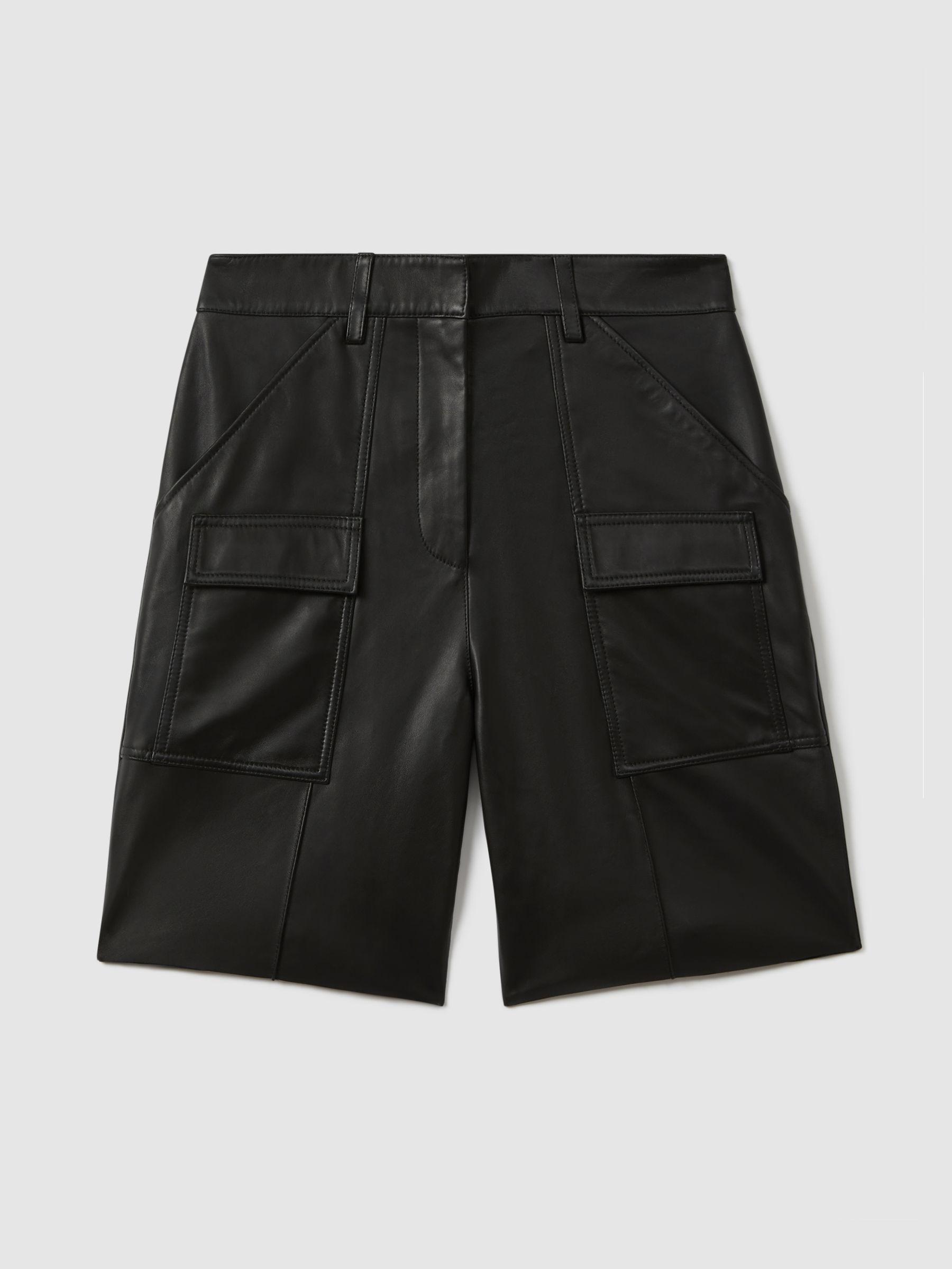 Atelier Leather Cargo Shorts in Black Product Image