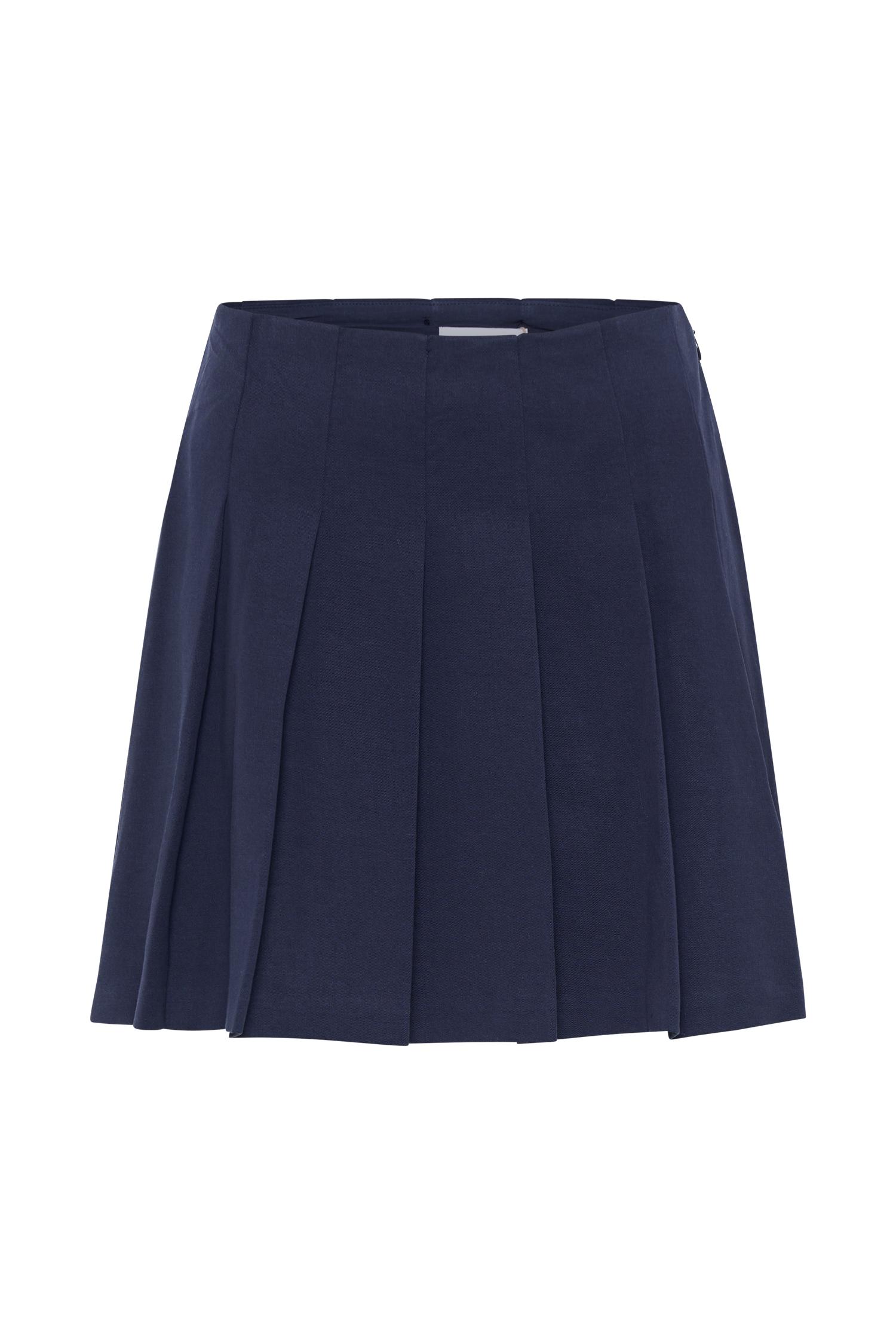 Julianna Cotton Pleated Mini Skirt - Navy Product Image