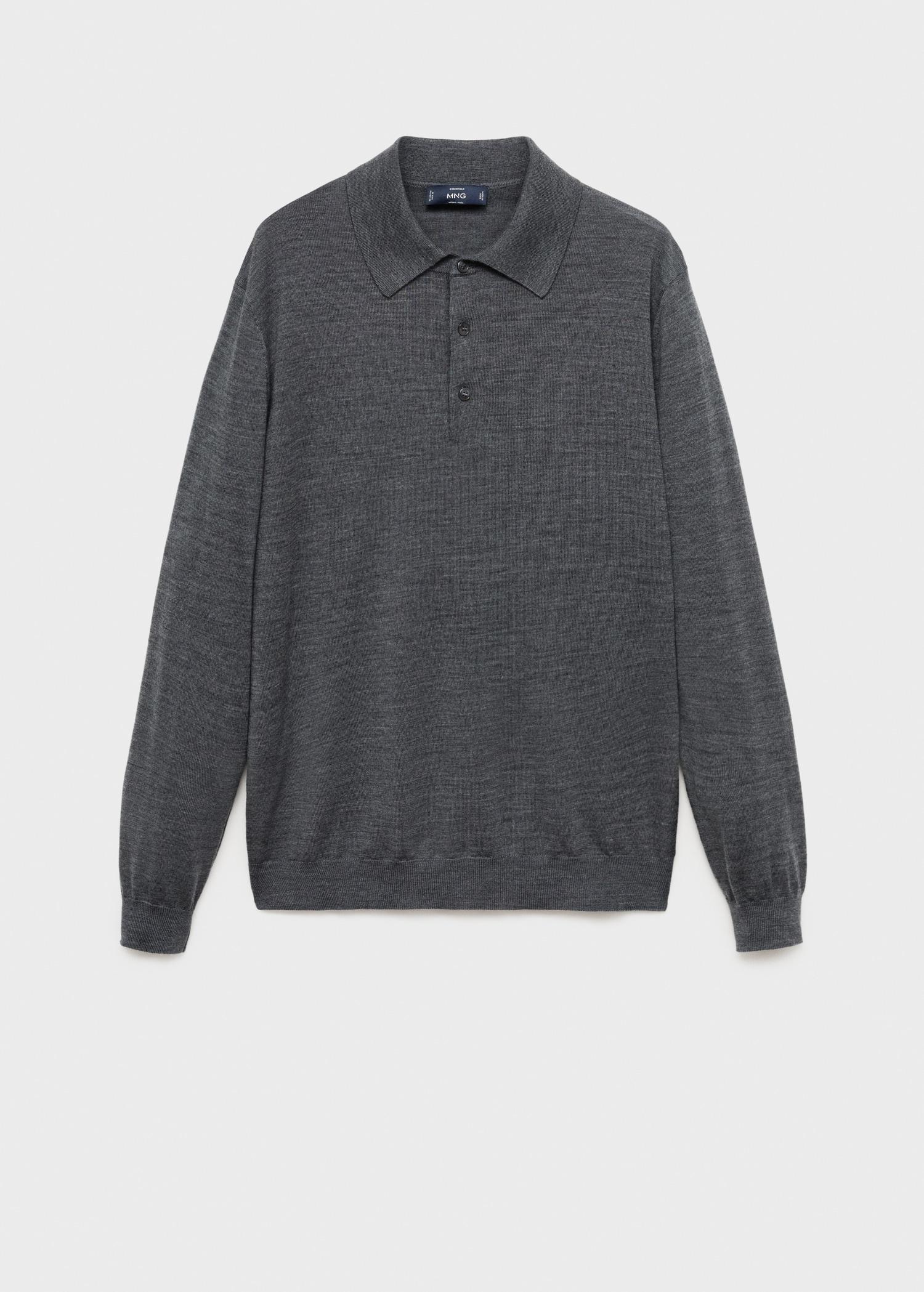 100% wool knitted polo sweater - Men | MANGO USA Product Image