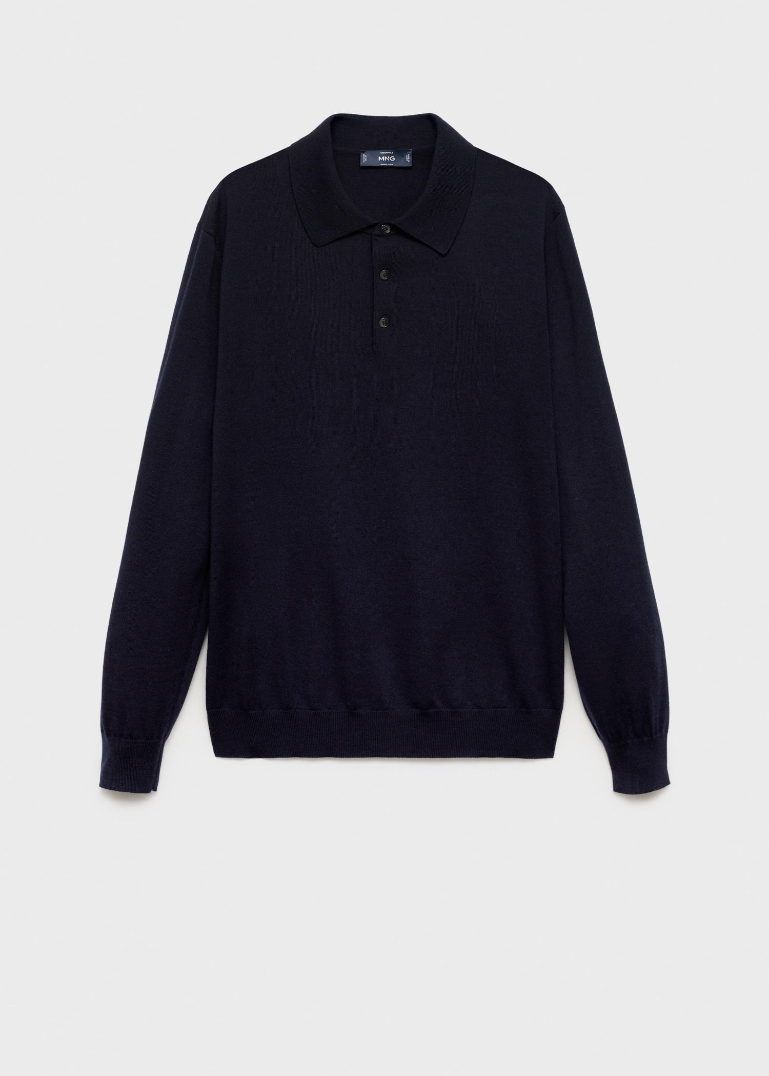 100% wool knitted polo sweater - Men | MANGO USA Product Image