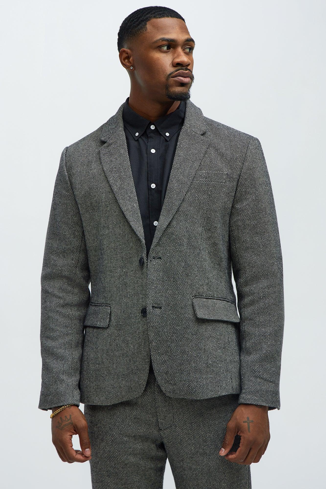 Hancock Tweed Textured Blazer - Charcoal Product Image