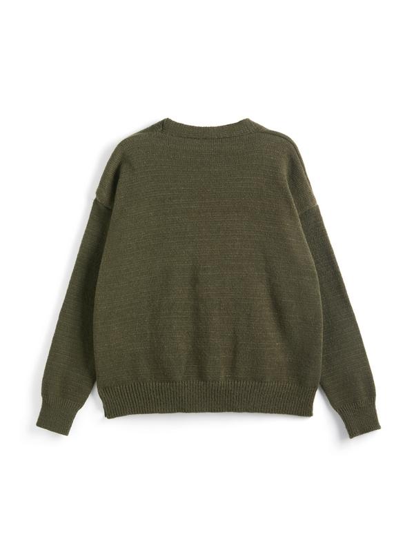 Preppy Horn Buckle V Neck Cardigan Product Image