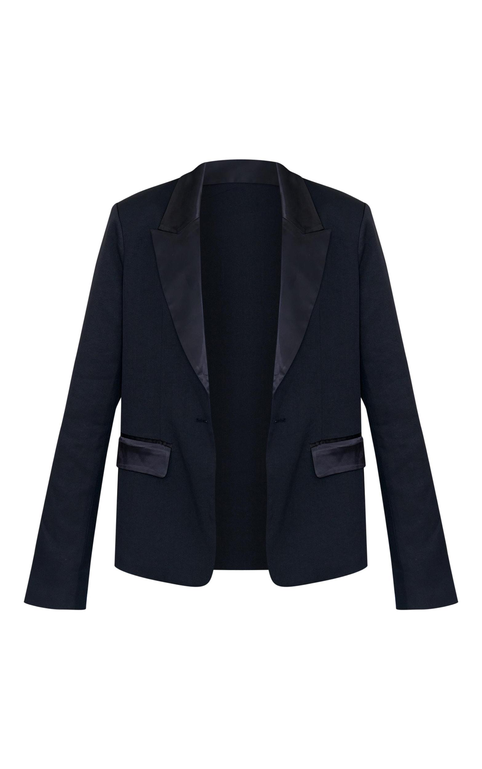 Tall Black Tuxedo Oversized Blazer Product Image