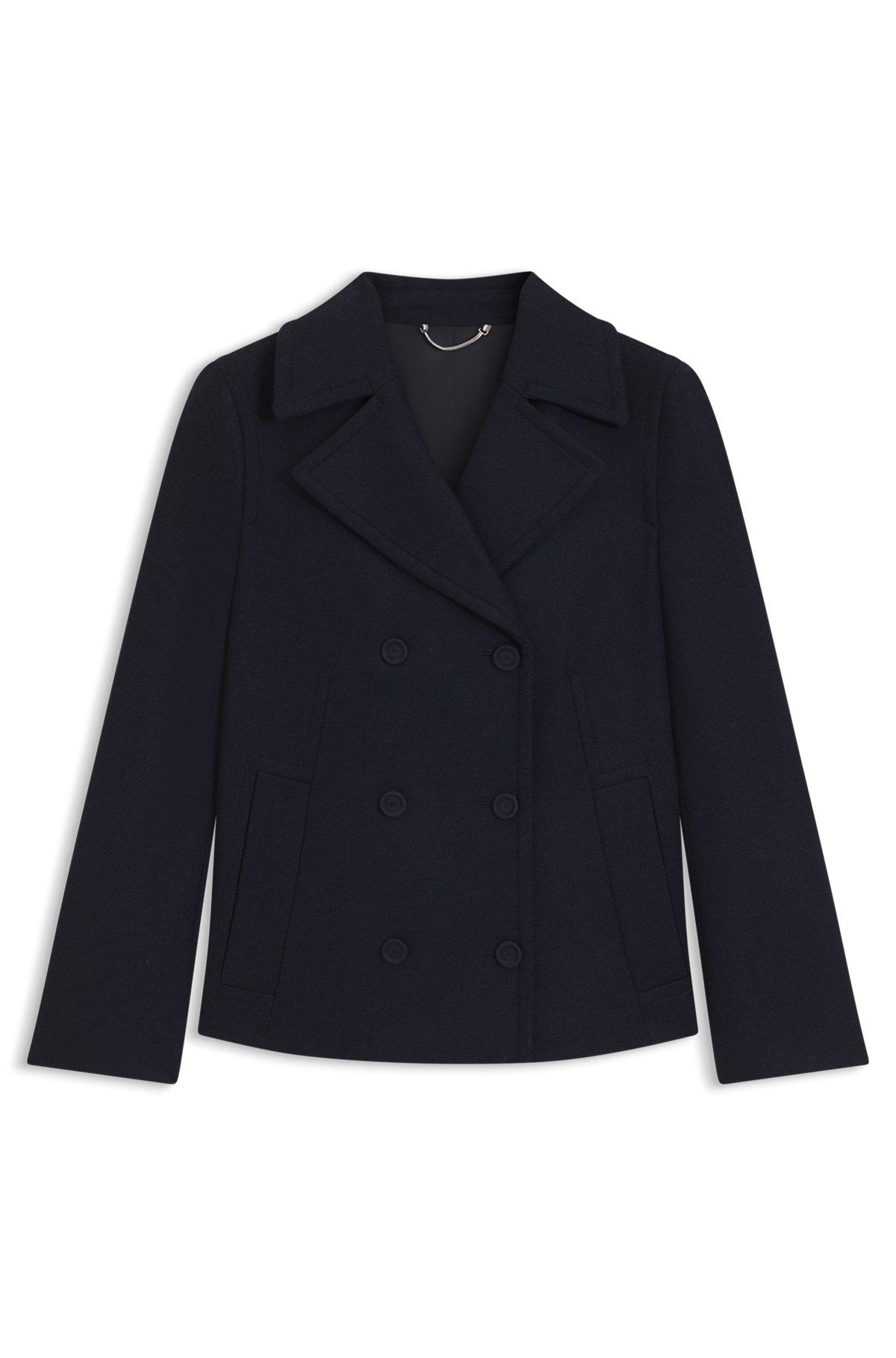 Wool-Blend Topstitch Woven Shirt in Navy Product Image