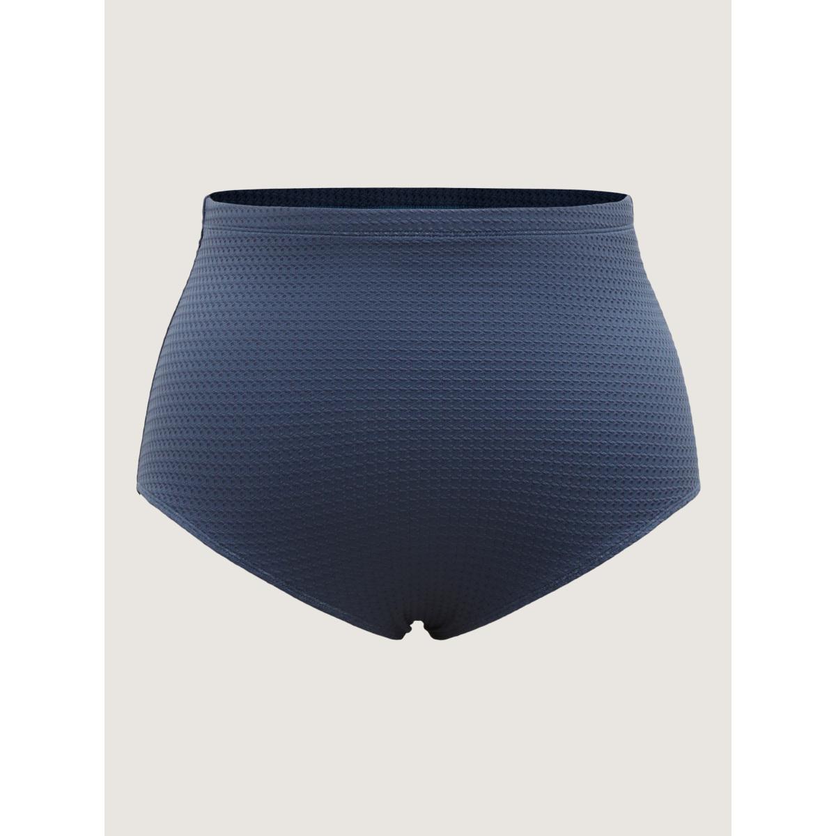 Plus Size Textured Twist Front Solid Swim Dress Women's Swimwear Indigo Resort Bodycon Heart neckline High stretch Curve Swim Dresses BloomChic 18-20/2X Product Image