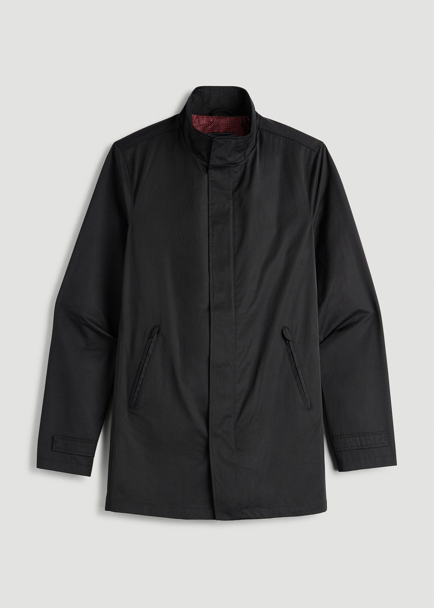 Zip Trench Coat for Tall Men in Black Male Product Image