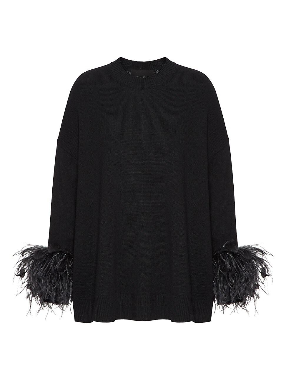 Womens Wool Sweater with Feathers Product Image