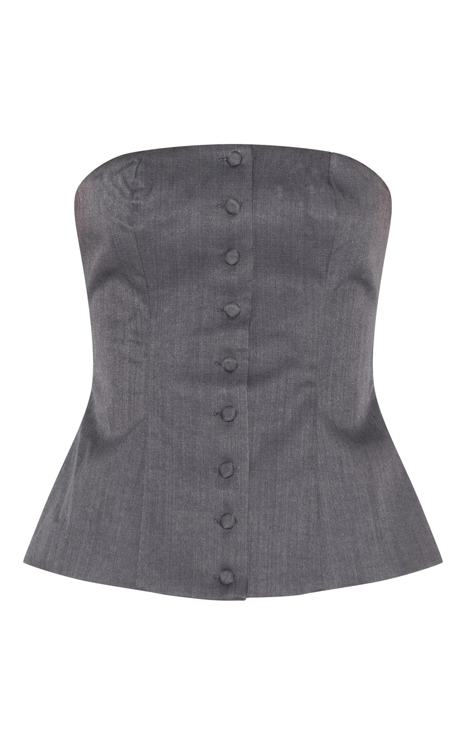 Charcoal Woven Structured Bandeau Vest Product Image