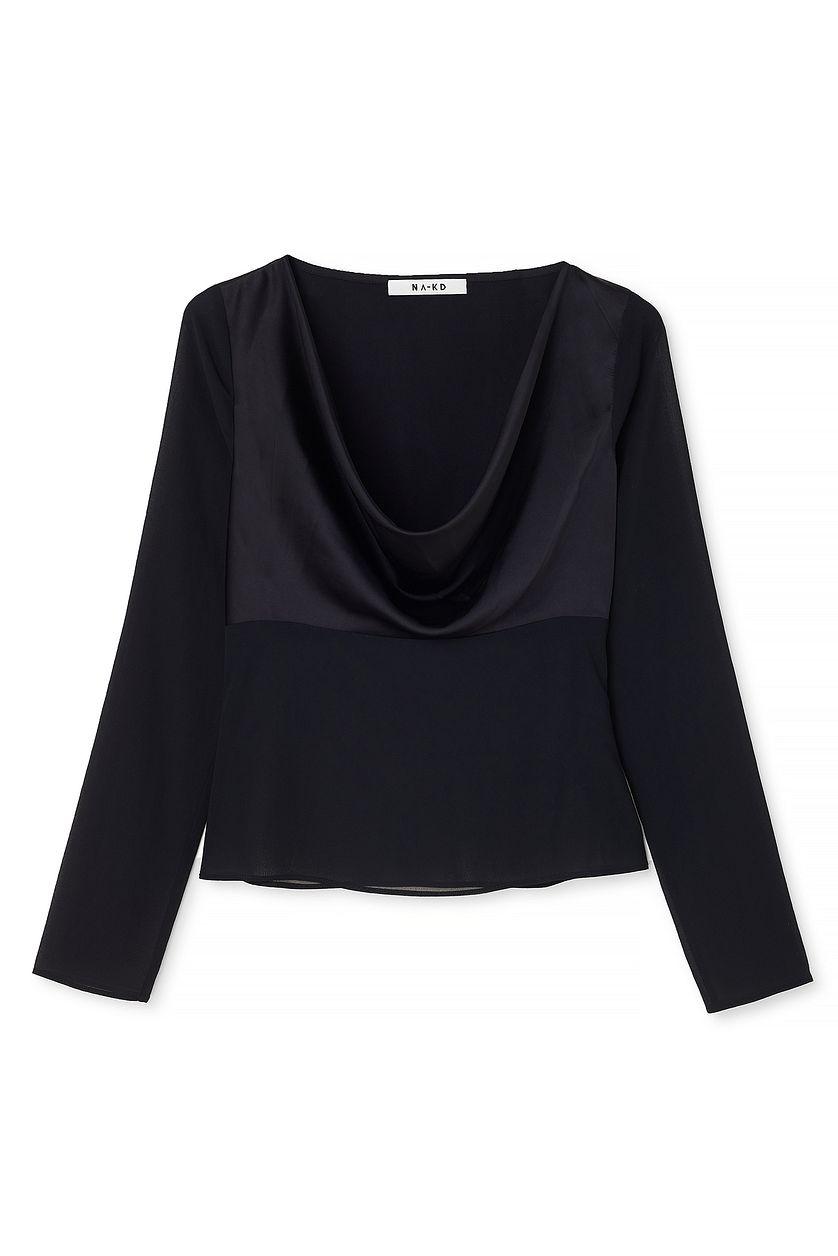 Chiffon Top with Satin Detail Product Image