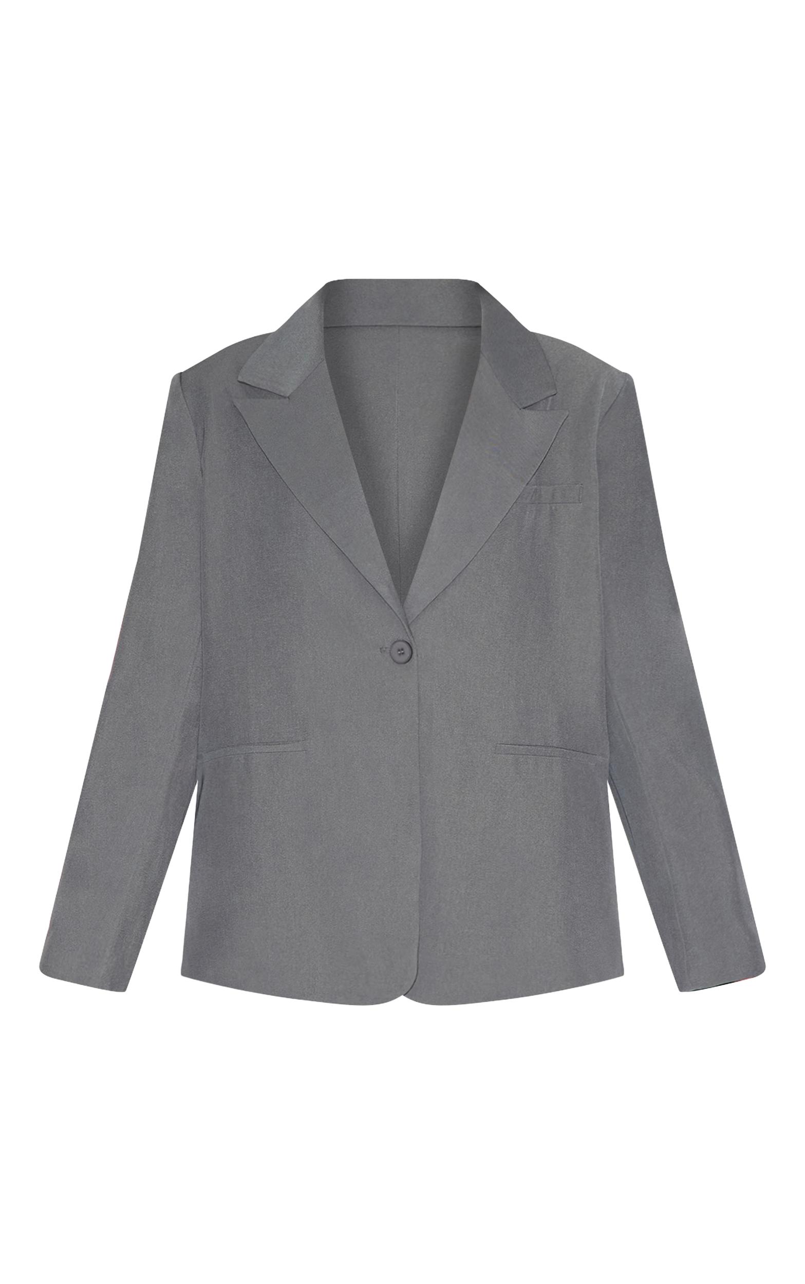 Plus Grey Oversized Exaggerated Collar Blazer Product Image