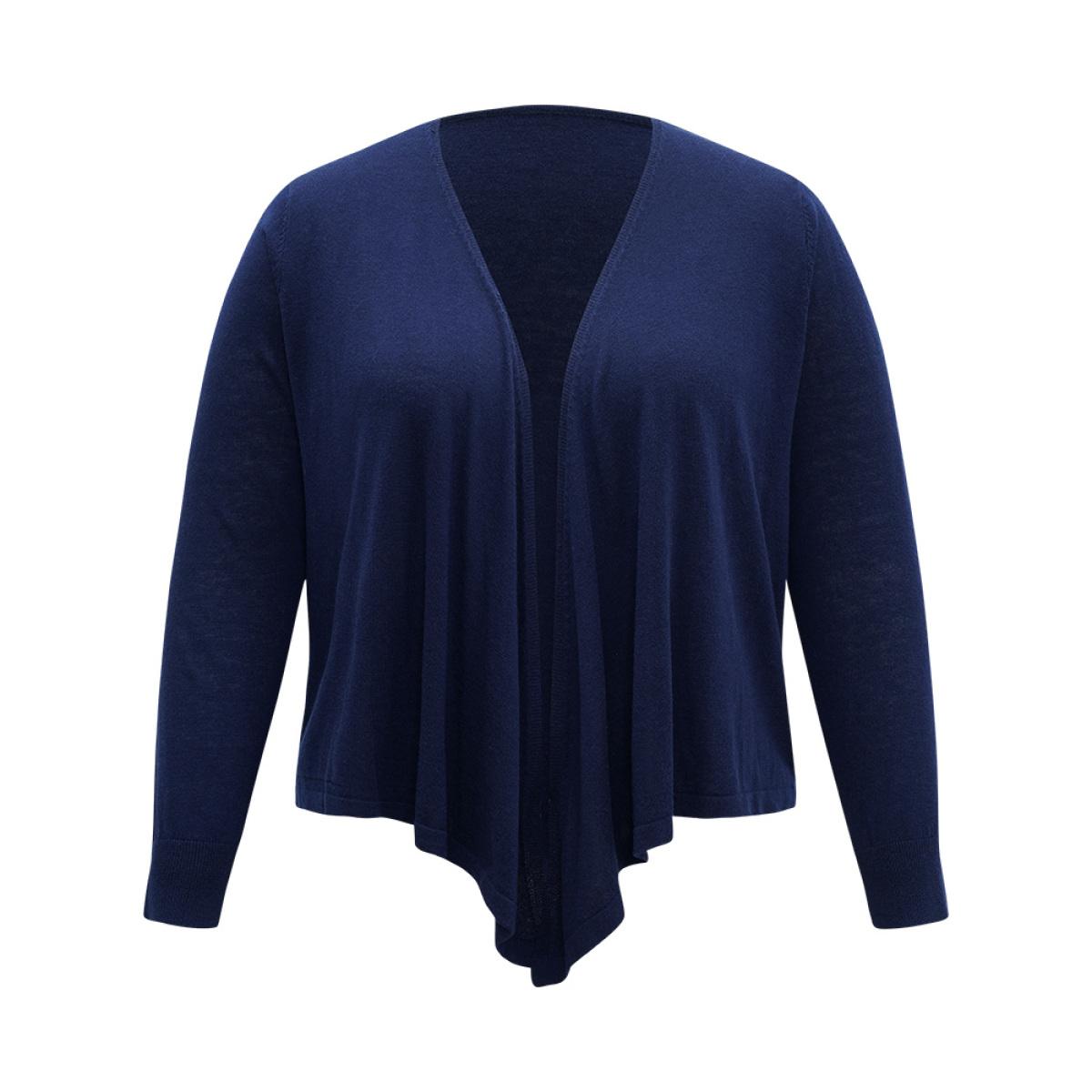 Plus Size Supersoft Essentials Asymmetrical Hem Elastic Cuffs Cardigan Indigo Women Basics Loose Long Sleeve Everyday Cardigans BloomChic 18-20/2X Product Image