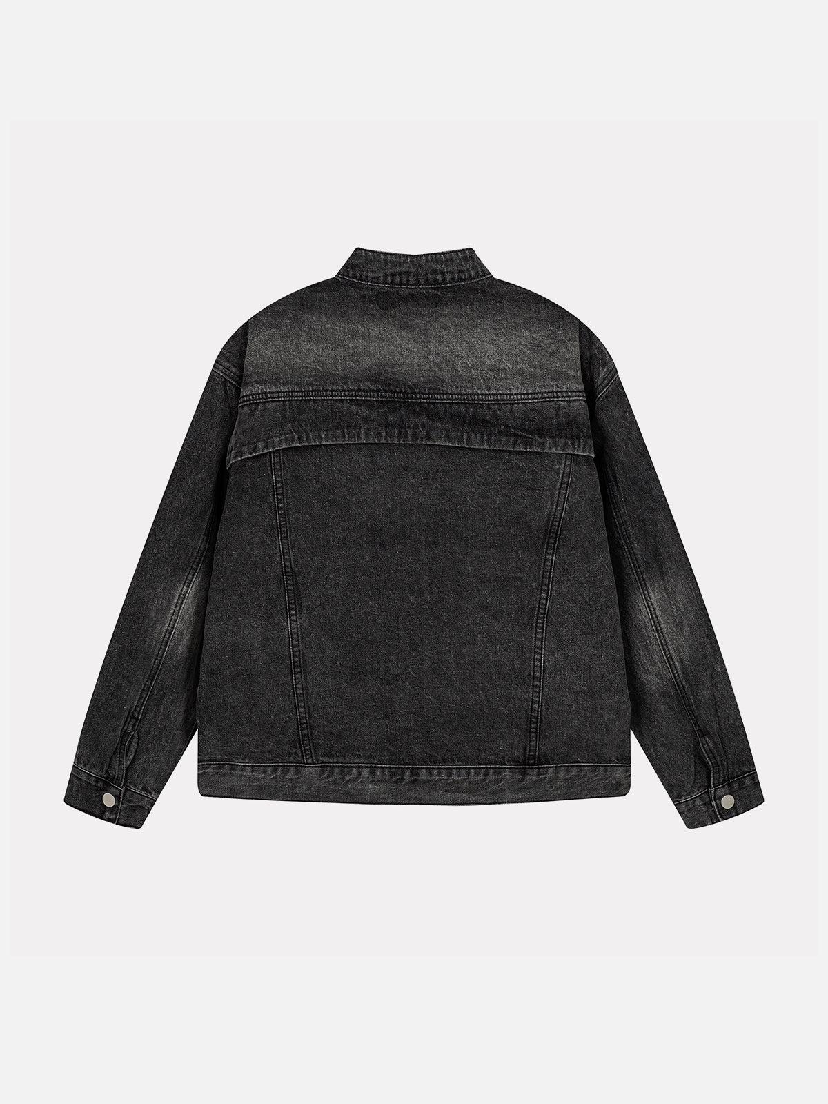 Aelfric Eden Vintage Washed Zip Up Denim Jacket Product Image