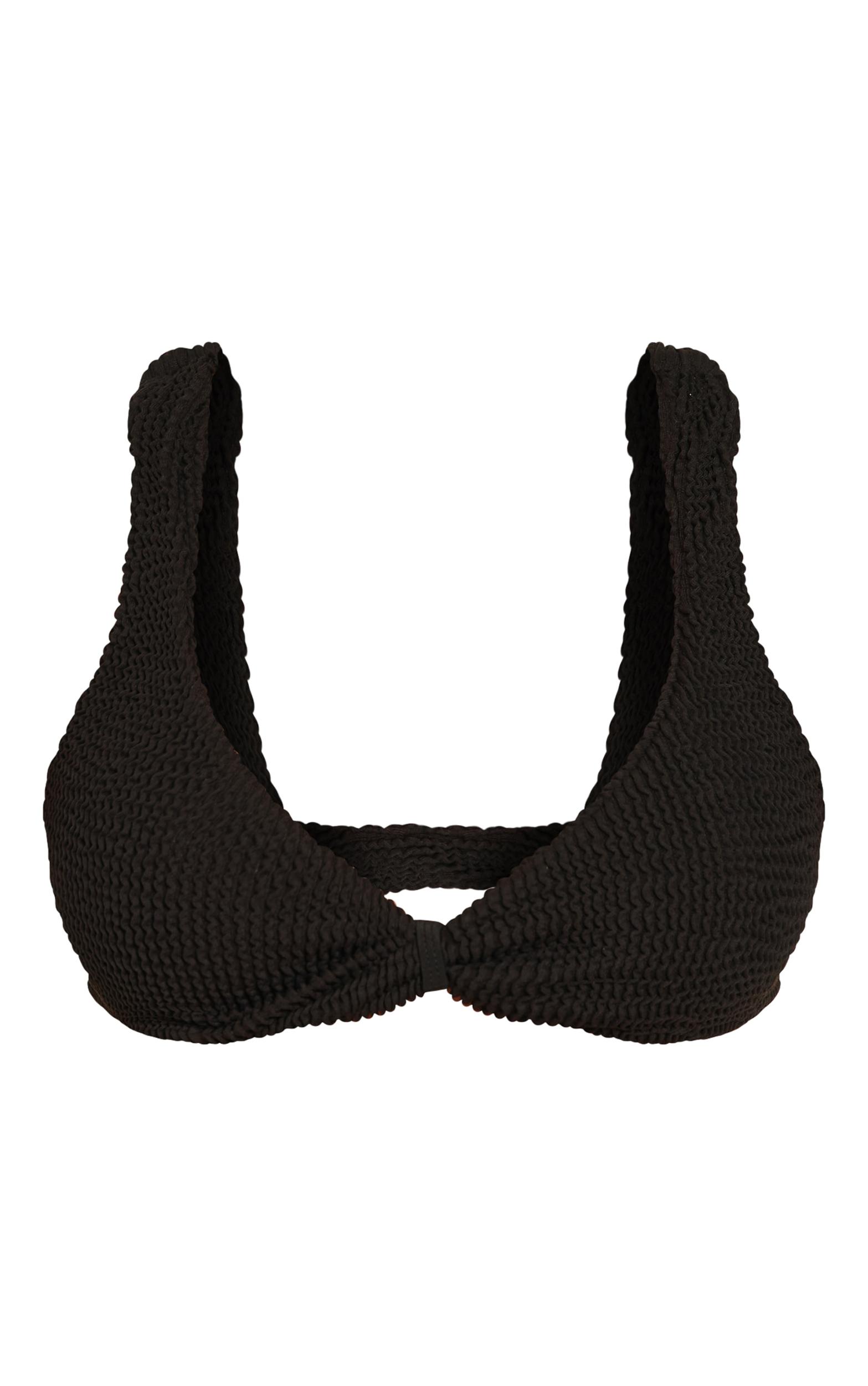 Black Twist Front Crinkle Bikini Top Product Image