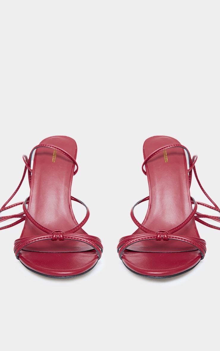 Burgundy PU Round Toe Knot Strap Heel Sandals Product Image