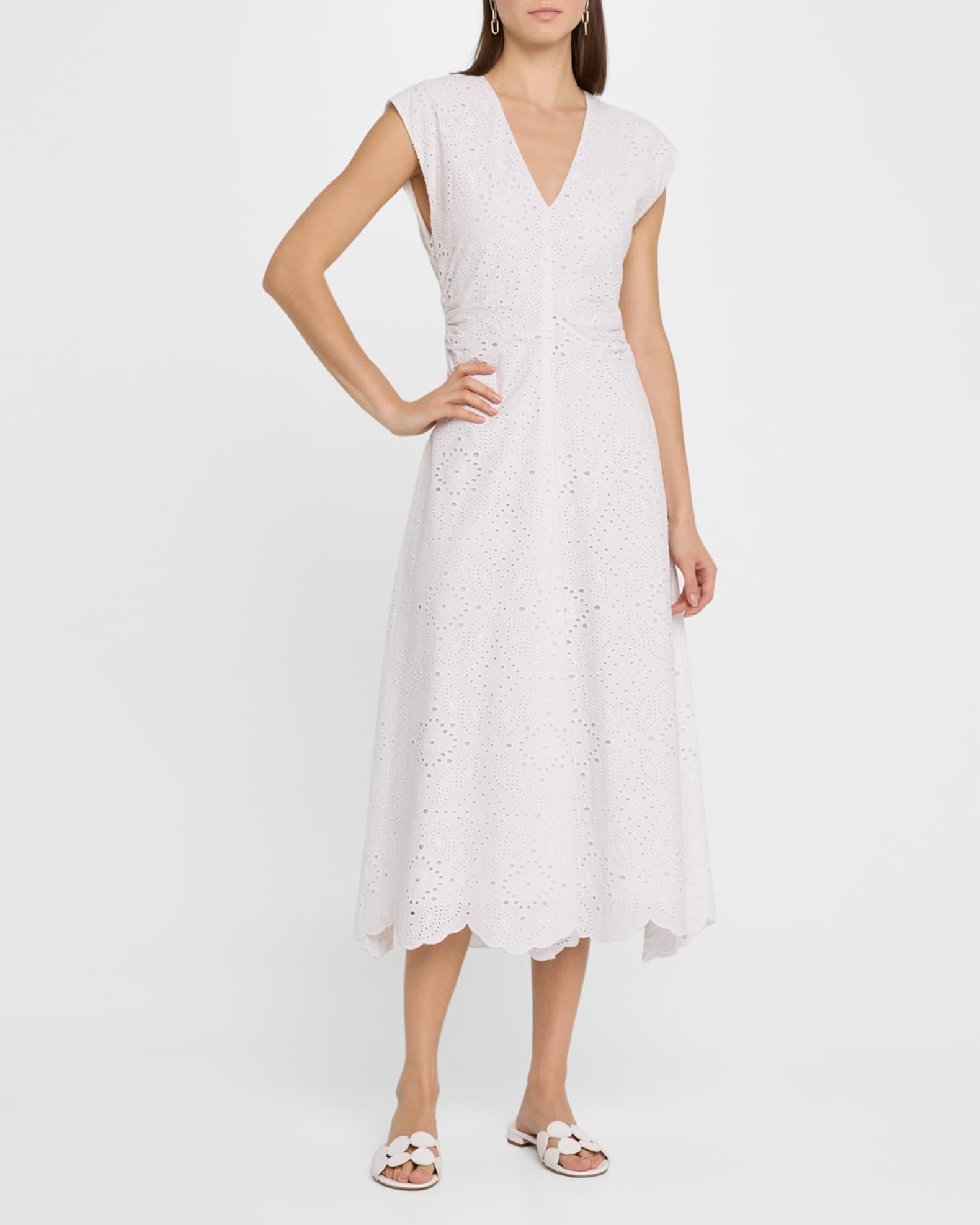 Aven Eyelet A-Line Midi Dress Product Image