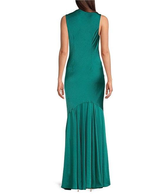 Donna Karan Satin Cowl Neck Sleeveless Gown Product Image