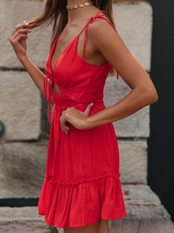 Tie Shoulder Cut-out Dress Product Image