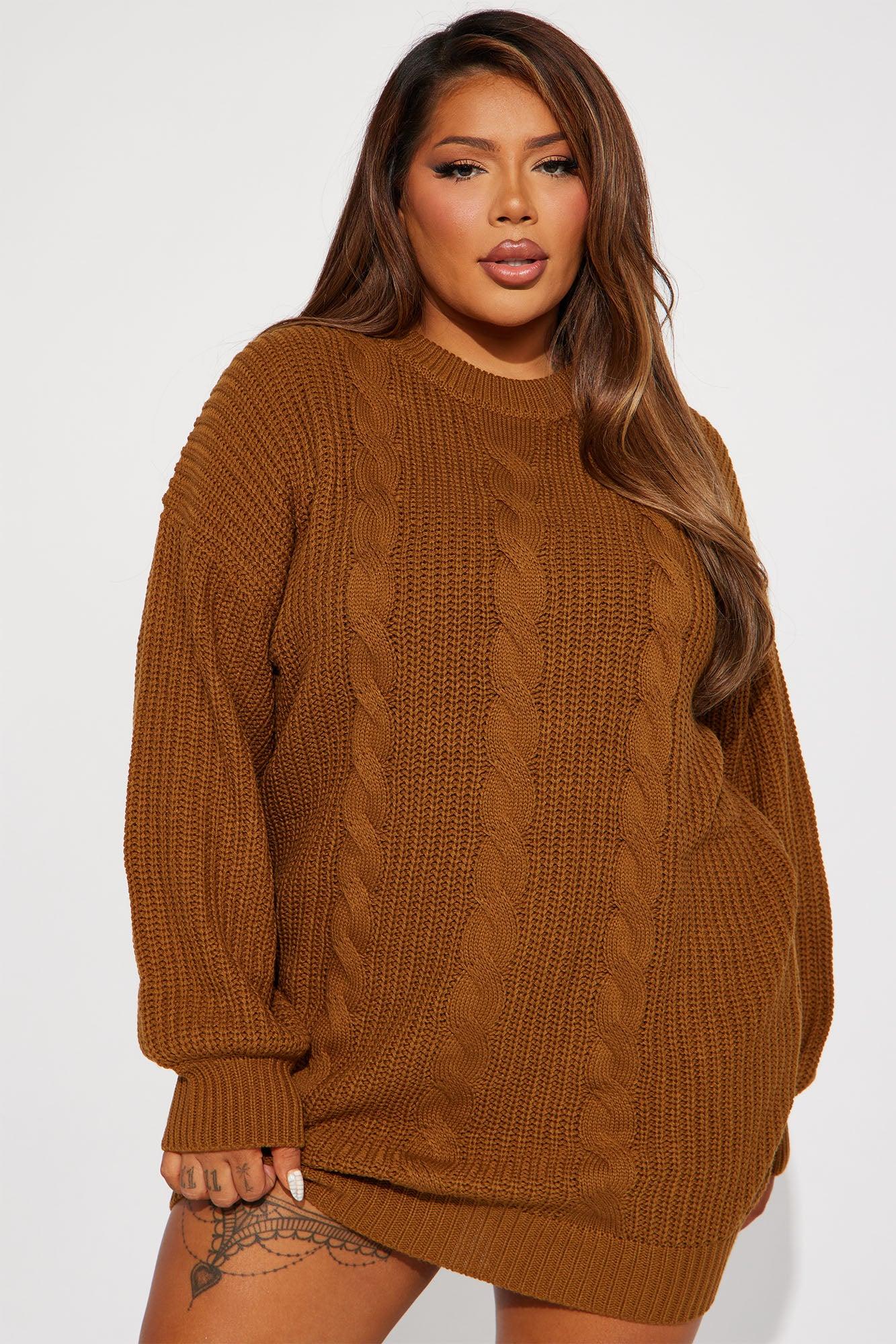 Kelly Sweater Mini Dress - Brown Product Image