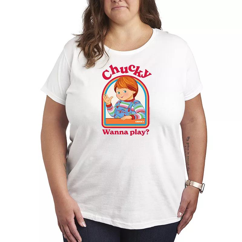 Plus Size Chucky Wanna Play Graphic Tee, Womens Product Image