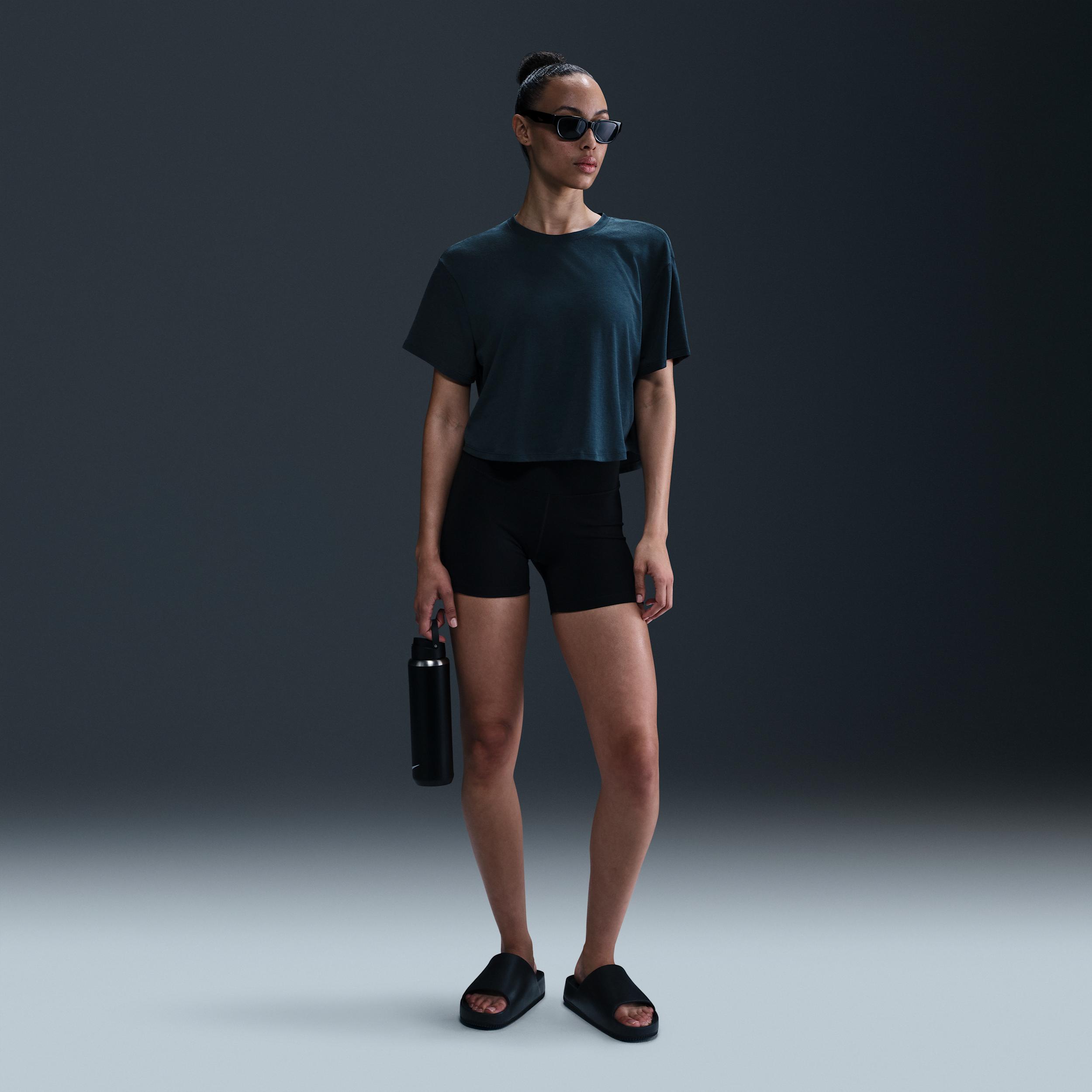 Nike Womens One Relaxed Dri-FIT Cropped Short-Sleeve Top | HJ1065-478 Product Image