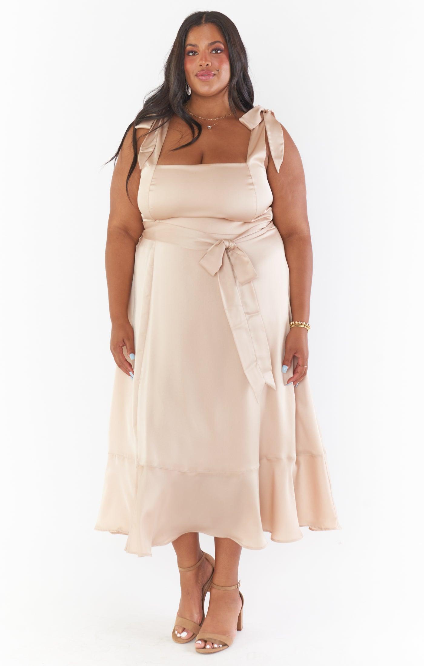 Claire Midi Dress ~ Champagne Luxe Satin Product Image