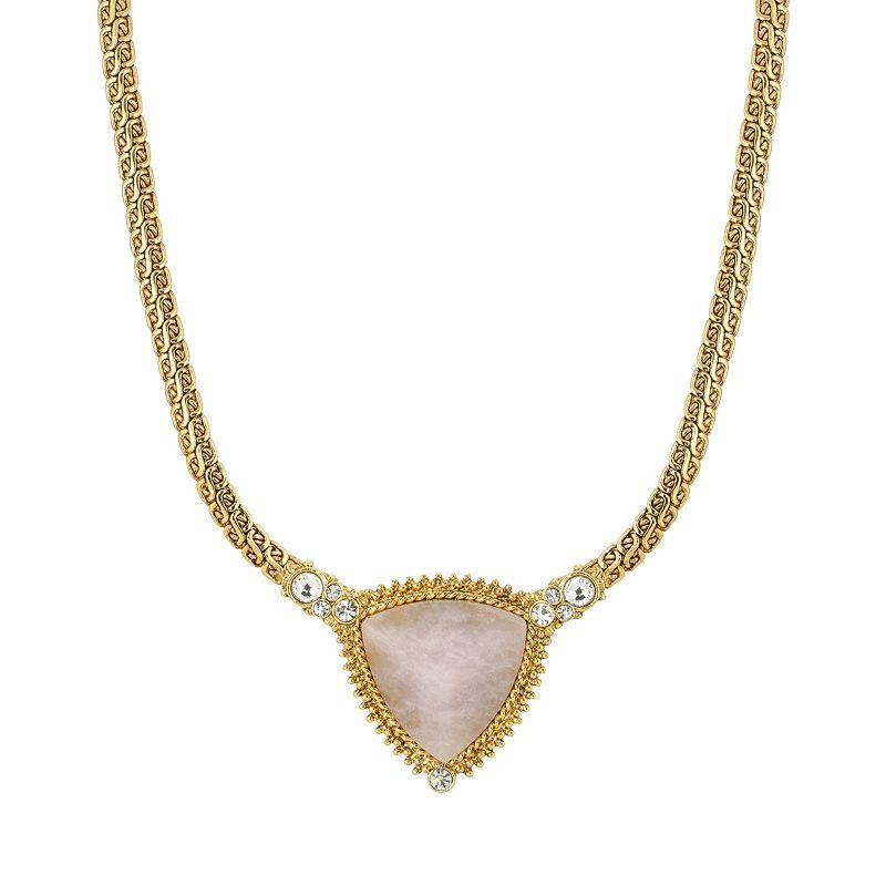 1928 Gold Tone Triangle Stone Pendant Necklace, Women's,  Product Image