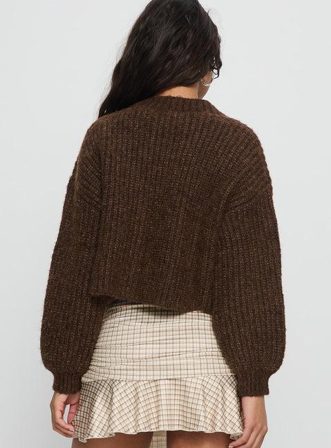 Hadly Knit Cardigan Brown Product Image