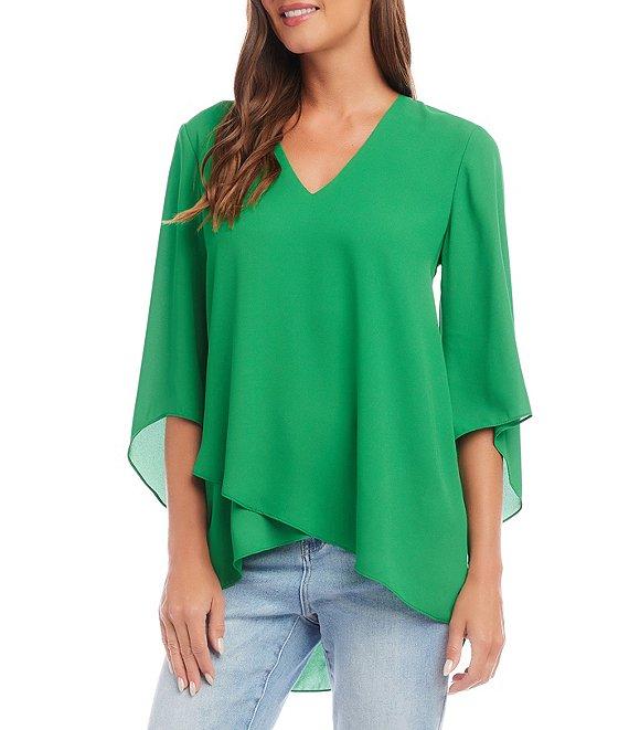 Karen Kane 3/4 Flare Sleeve Asymmetric Top Product Image