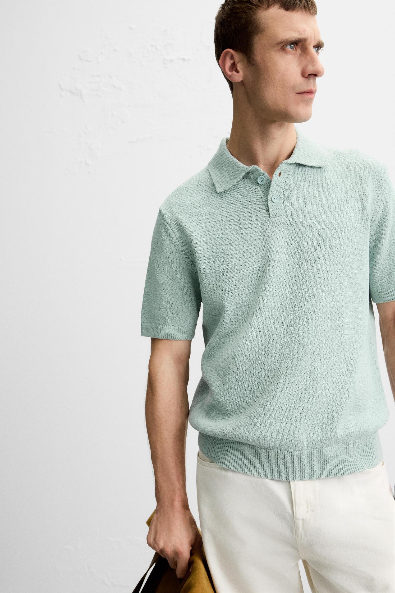 TEXTURED KNIT POLO SHIRT Product Image
