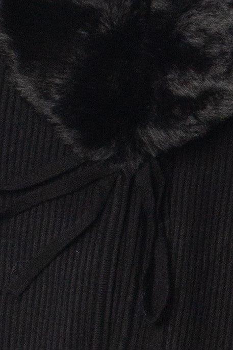Faux Fur Collar Tie Front Cardigan Product Image