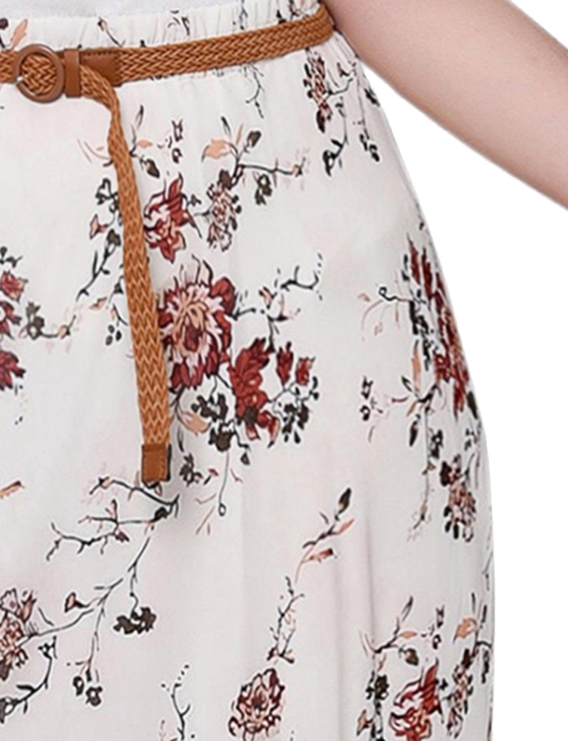Ivory Floral Chiffon Maxi Skirt - Plus Product Image