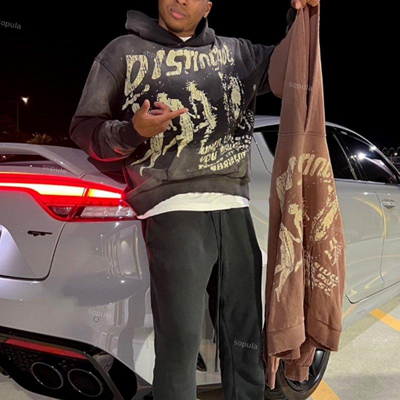 Vintage Spider Graphic Acid Washed Oversized Hoodie Product Image