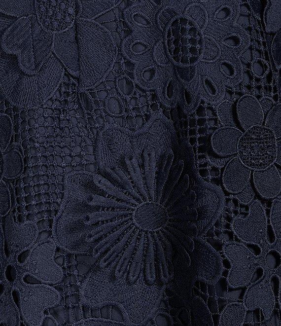 J.Marie Seraphina Floral Long Sleeve 3D Lace Mandarin Collar Midi Dress Product Image