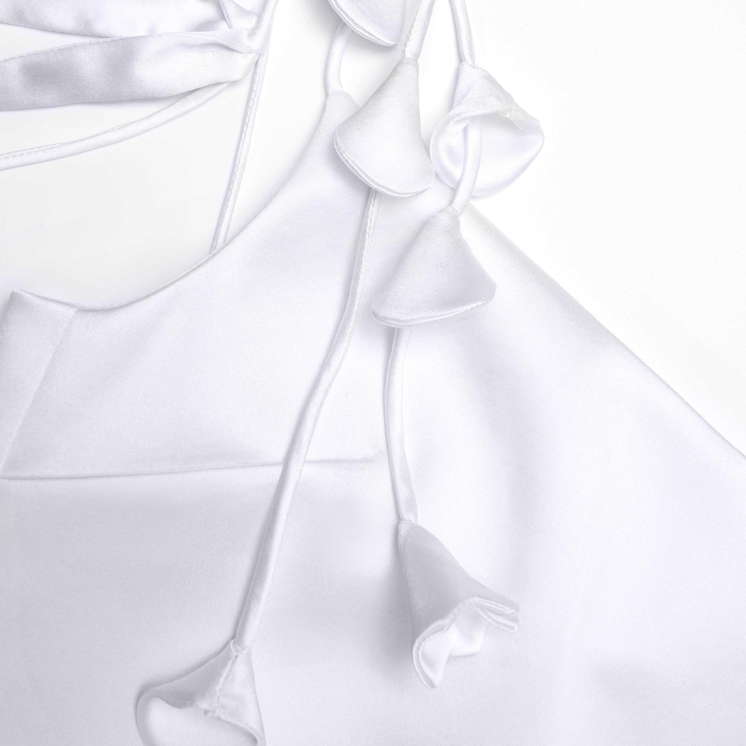 White Satin Flower Mini Dress Product Image