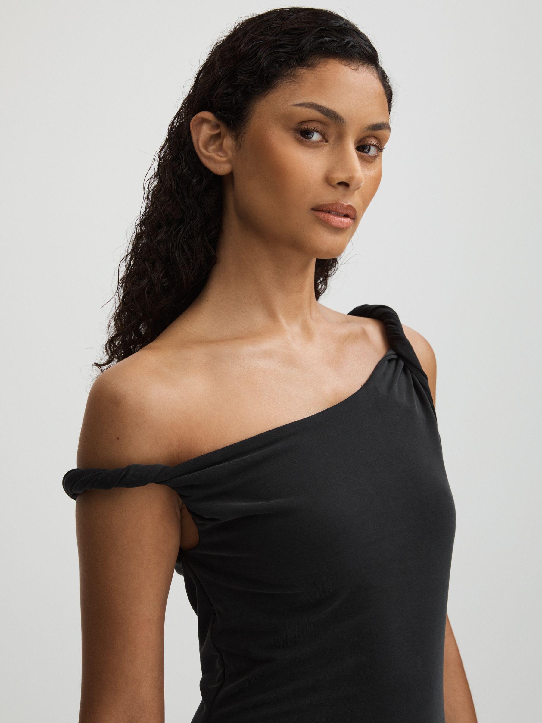 Twisted Strap Jersey Maxi Dress in Black Product Image