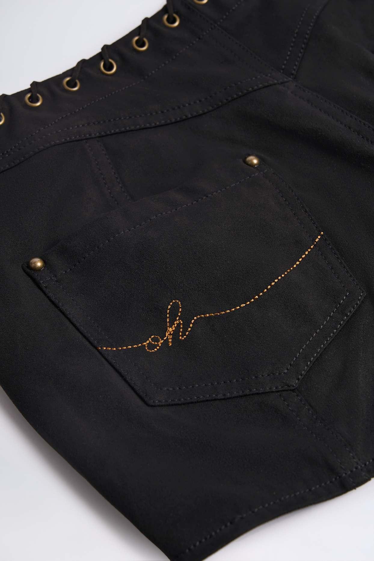 Lace-Up Mid-Rise Shorts in Black Product Image