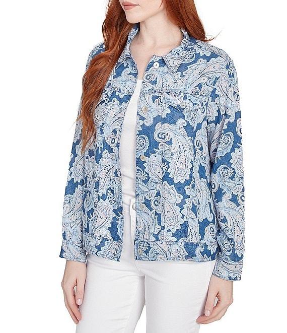 Ruby Rd. Soft Tencel™ Paisley Print Point Collar Long Sleeve Button-Front Jacket Product Image
