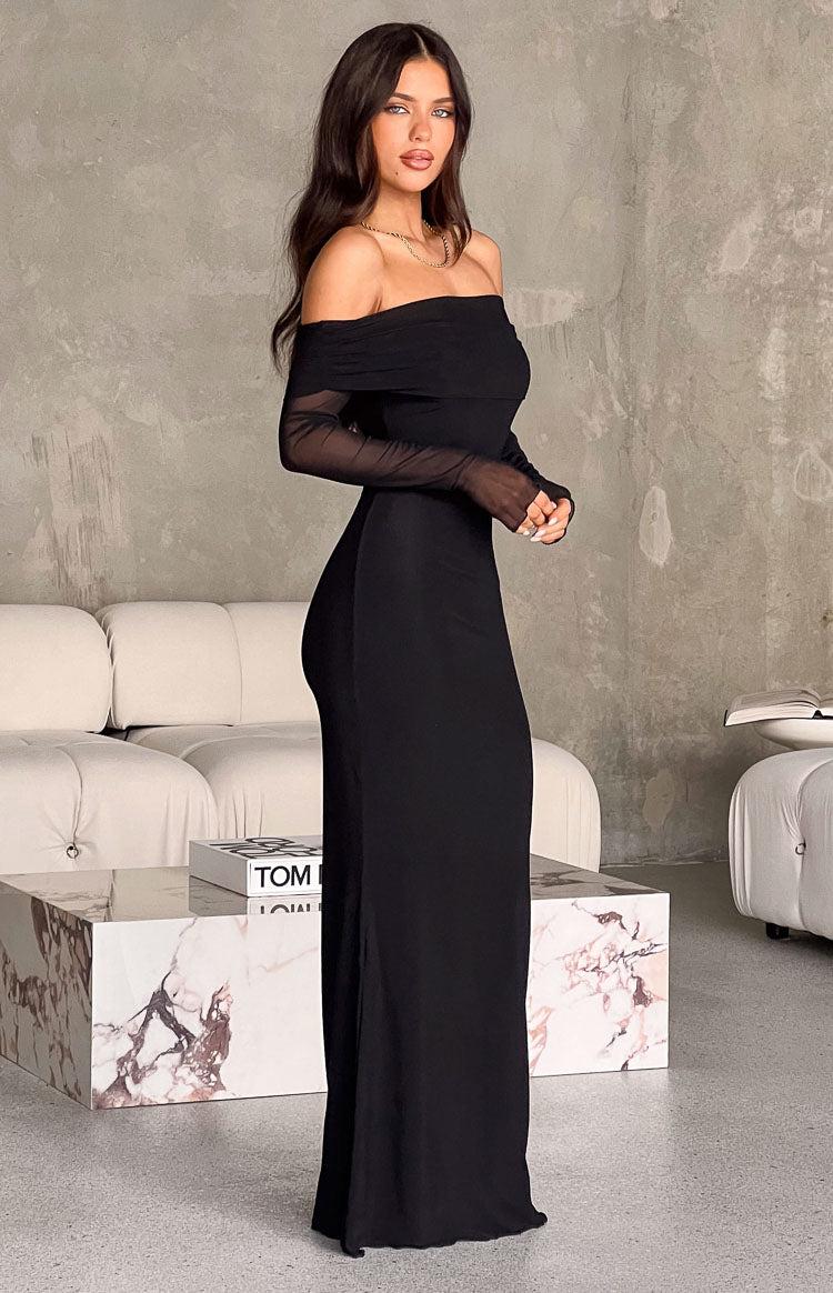Coraline Black Long Sleeve Maxi Dress Product Image