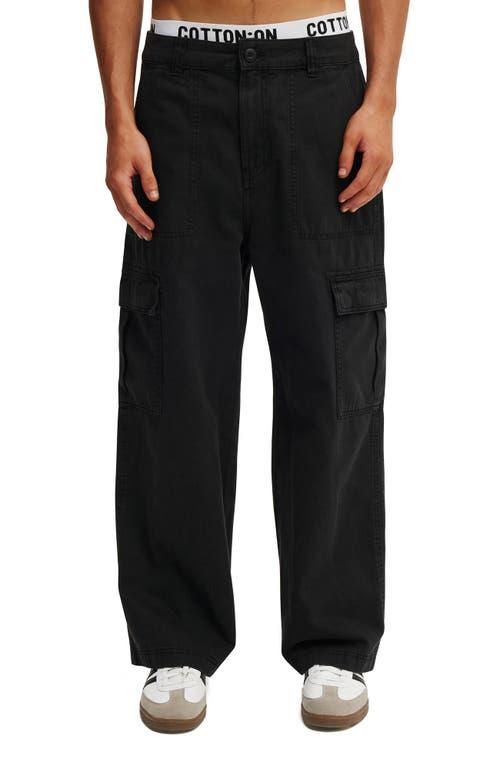 Cotton On Men's Axel Super Baggy Cargo Pant in Jet Black Herringbone at Nordstrom, Size 34 Product Image