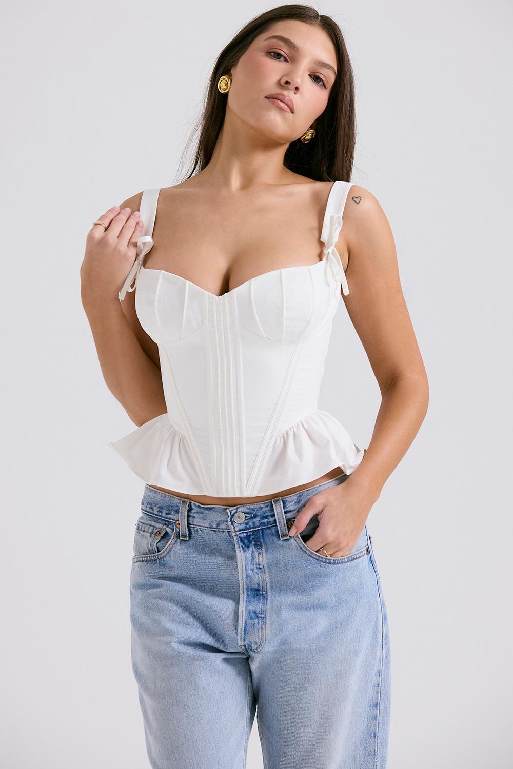 Gigou  white peplum cotton corset - sale Product Image