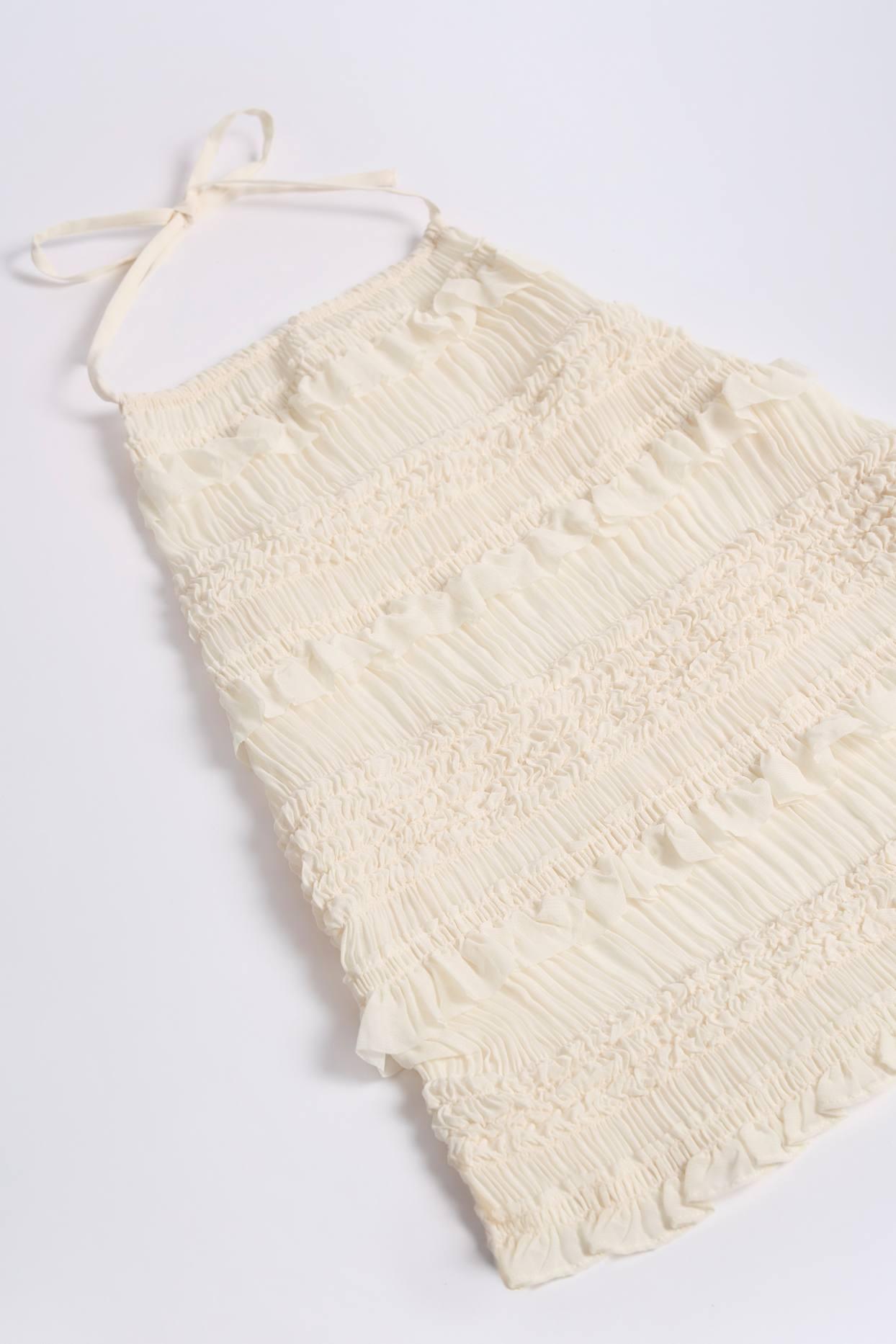 Ruffled Mid-Rise Shorts in Ivory Product Image