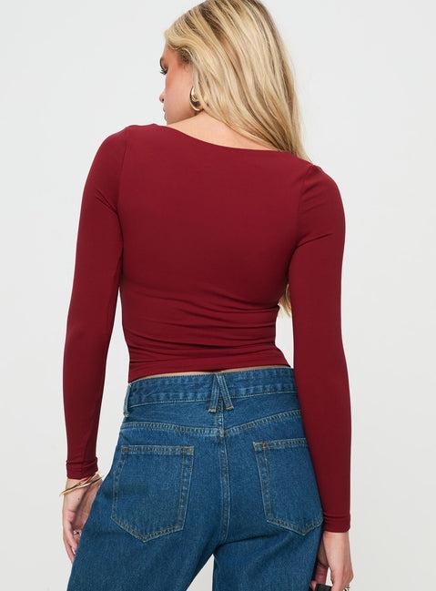 Selenie Long Sleeve Top Red Product Image