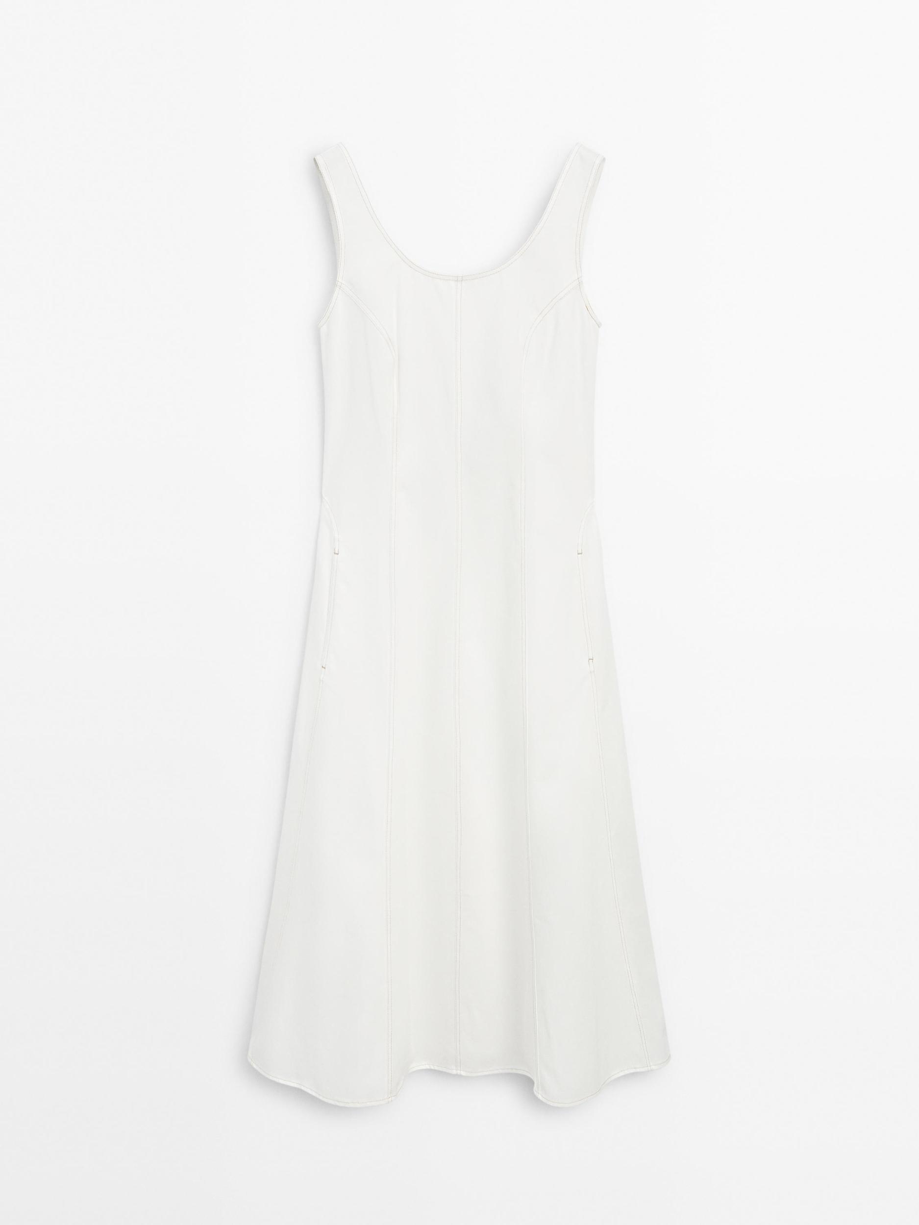 100% cotton denim midi dress Product Image