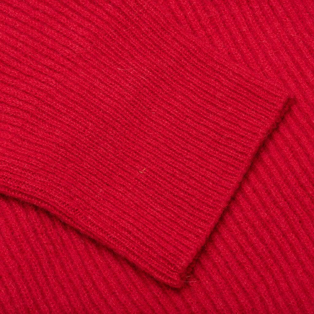 Big Ribbed Knit Cardigan With Fabric Lining - Red Male Product Image